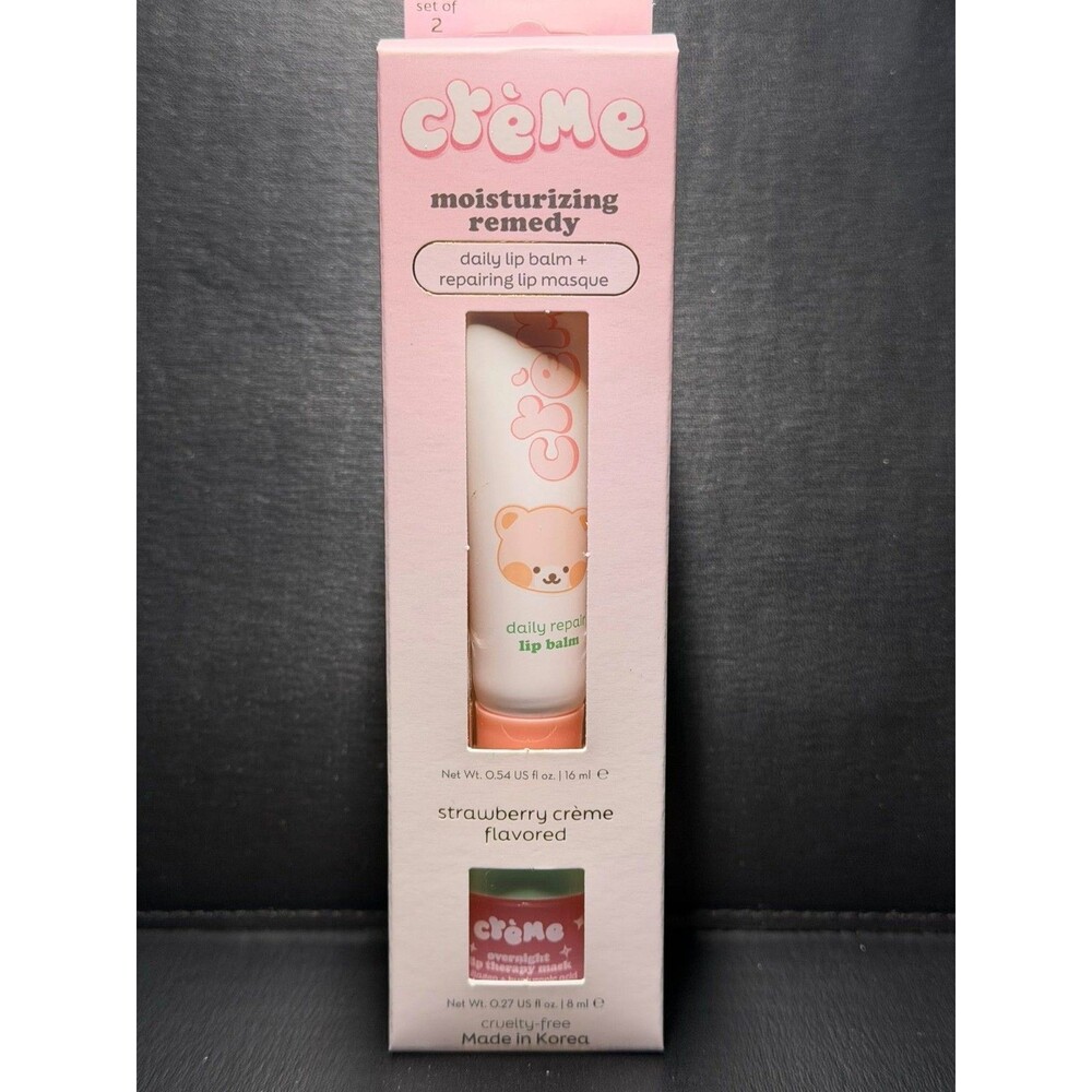 The Crème Shop Strawberry Crème Lip Balm & Lip Masque Set | K‑Beauty